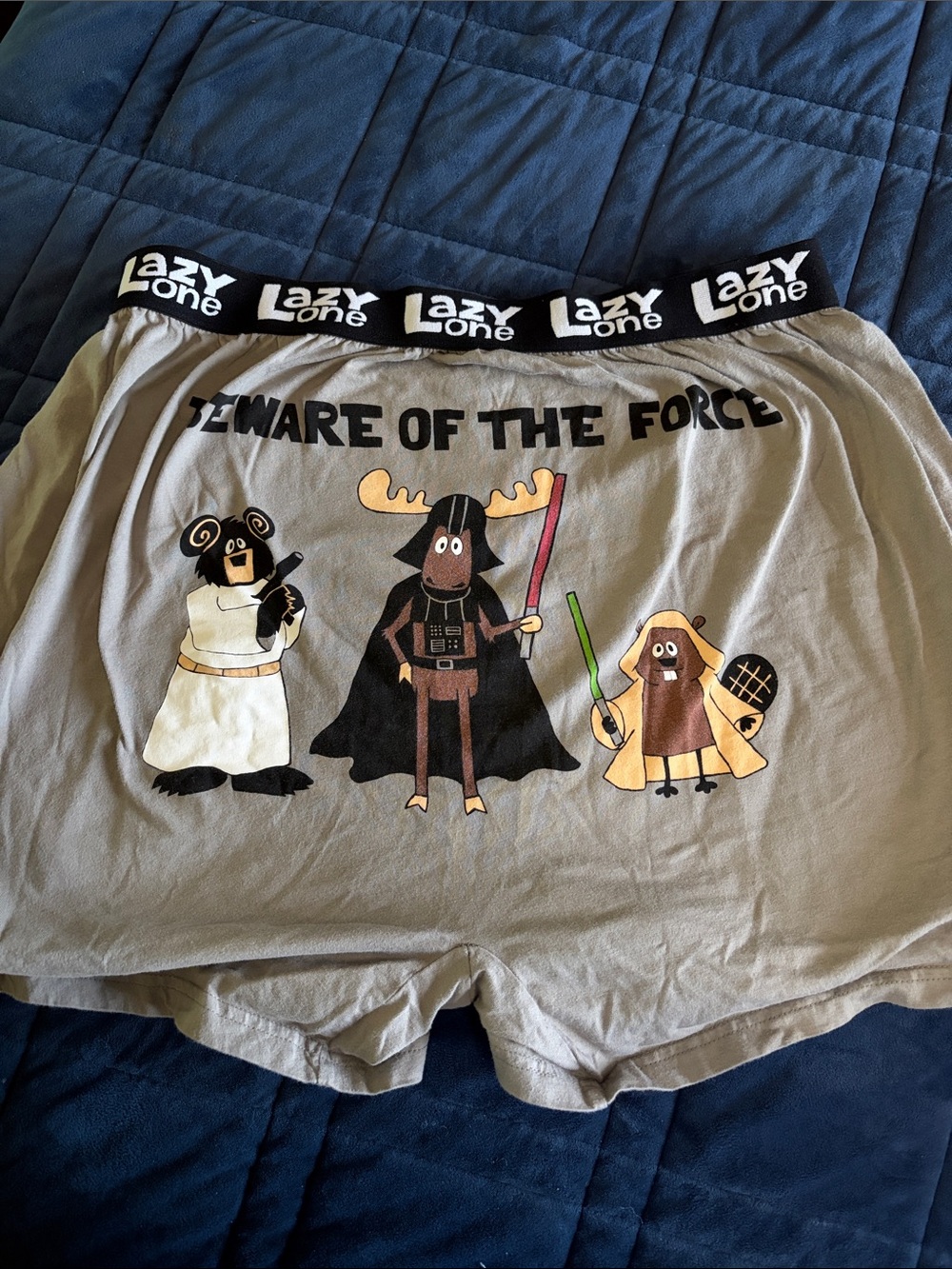 Lazy One Beige 'Beware of the Force' Women’s Cotton Lounge Shorts